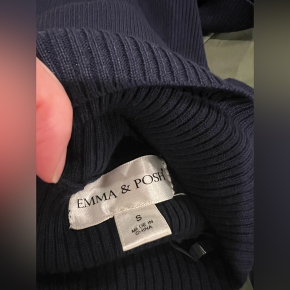 Dark Blue Turtleneck Sweater Dress - Picture 3 of 4